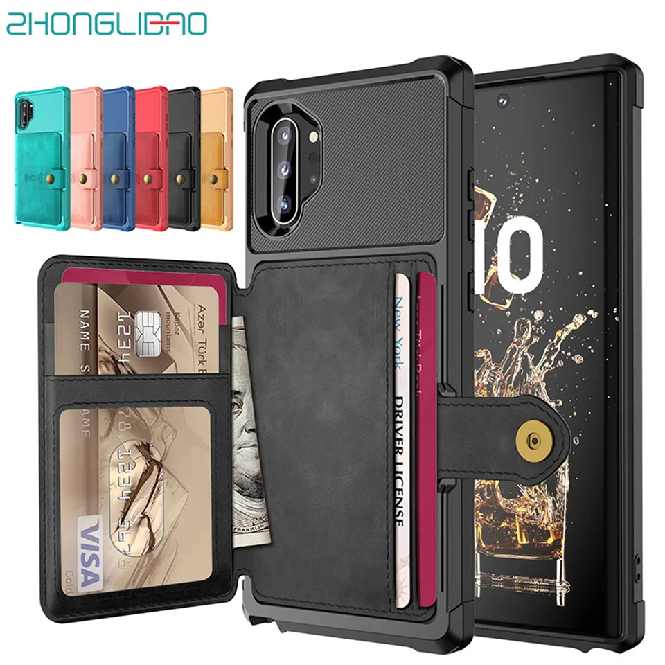

Wallet Case for Samsung Galaxy Note 10 Plus Multifunction Leather Card Holder Cover for Samsung Note10 Pro Hybrid Armor Carcasa