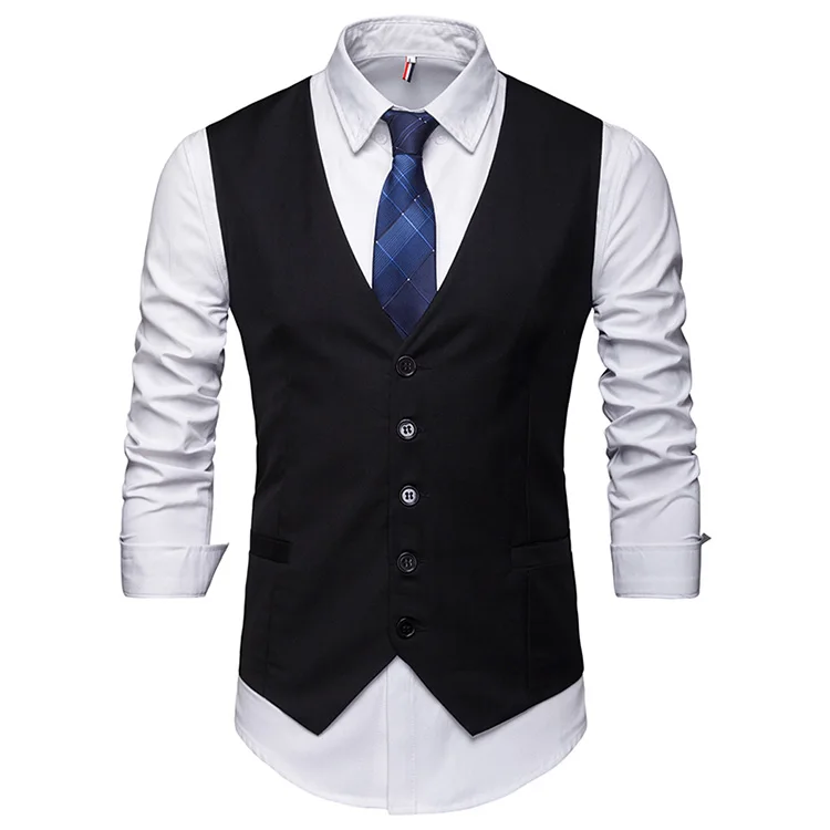 Ouma Men Suit Waistcoat-Style Business Slim Fit Single-Breasted Vest Large Size Sleeveless Vest Men's