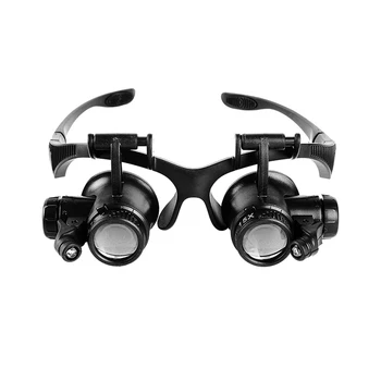 

10X 15X 20X 25X Watch Repair Magnifier Outdoor Activities Survival Tool Adjust Lens Magnifying Glasses 2 Led Lights Eye Loupes