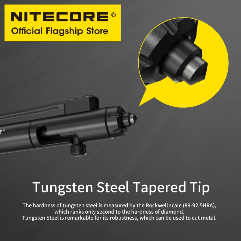 Nitecore NTP31 CNC 양방향 볼트 액션 전술 펜 자기 방어 볼펜 + 텅스텐 강철 테이퍼 팁 유리 차단기