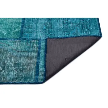 

Handmade Turquoise Vintage Overdyed Patchwork Area Rug 160x230 Cm-5'3''X7'7''