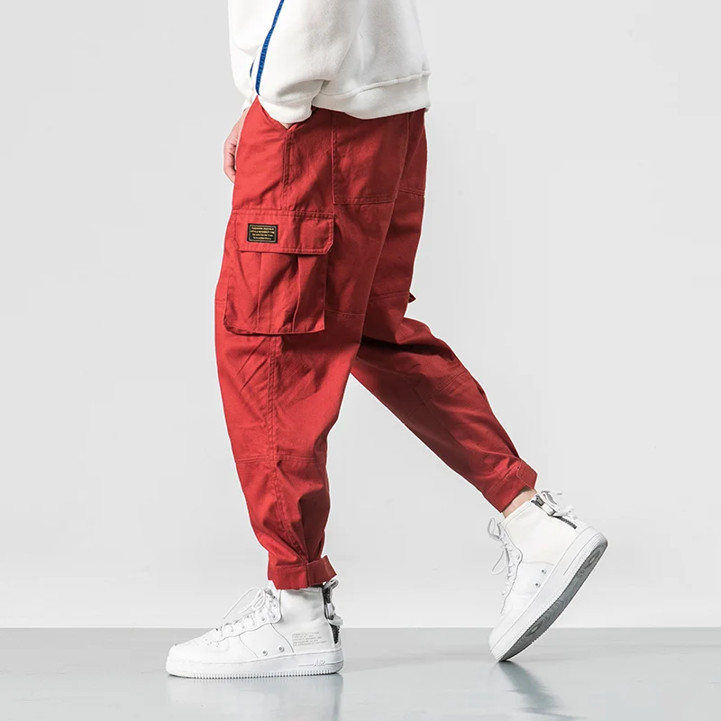 Men Trousers Cotton Multi-pocket Elastic Waist Design Harem Pant Street Punk Hip Hop Casual