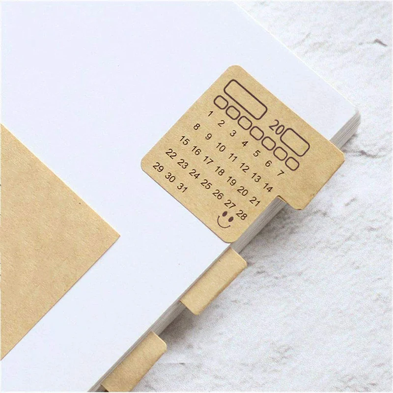 48PCS Calendars Stickers Universal Handwriting Brown Kraft Paper Monthly Adhesive Labels for Appointment Planner Label | Дом и сад