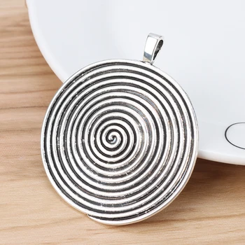 

2pcs Tibetan Silver Large Spiral Swirl Vortex Round Charms Pendants for Necklace Jewellery Making Findings 60x52mm