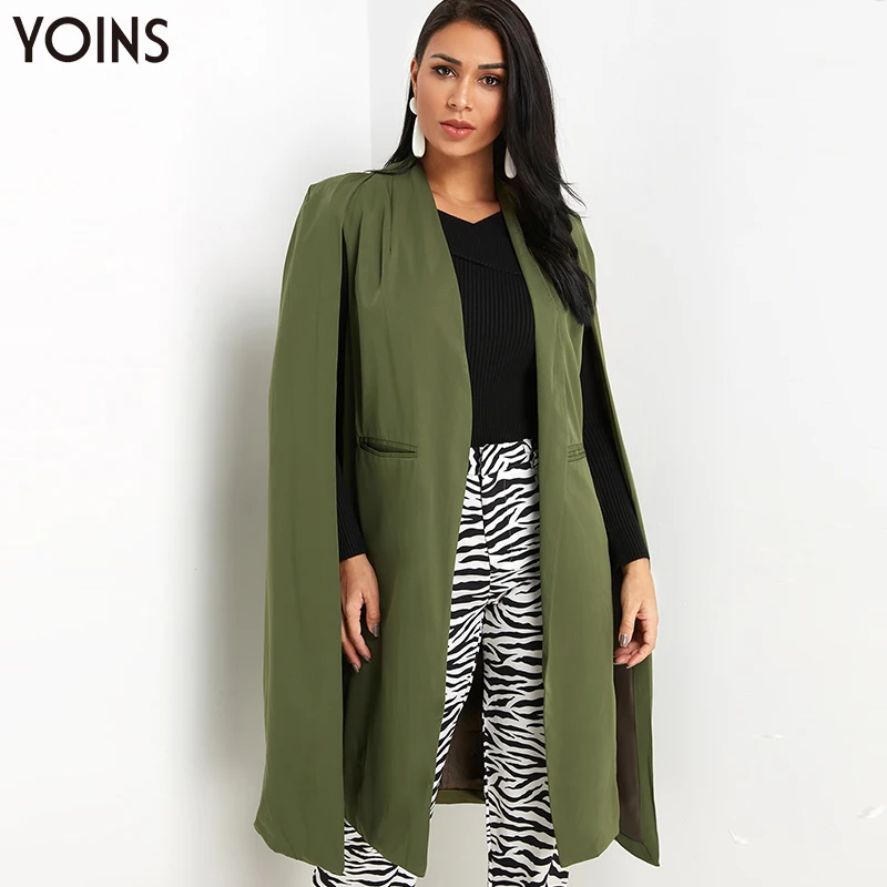 YONIS 2019 Осень Зима Весна Стильные накидки пальто для женщин кепки рукава длинный