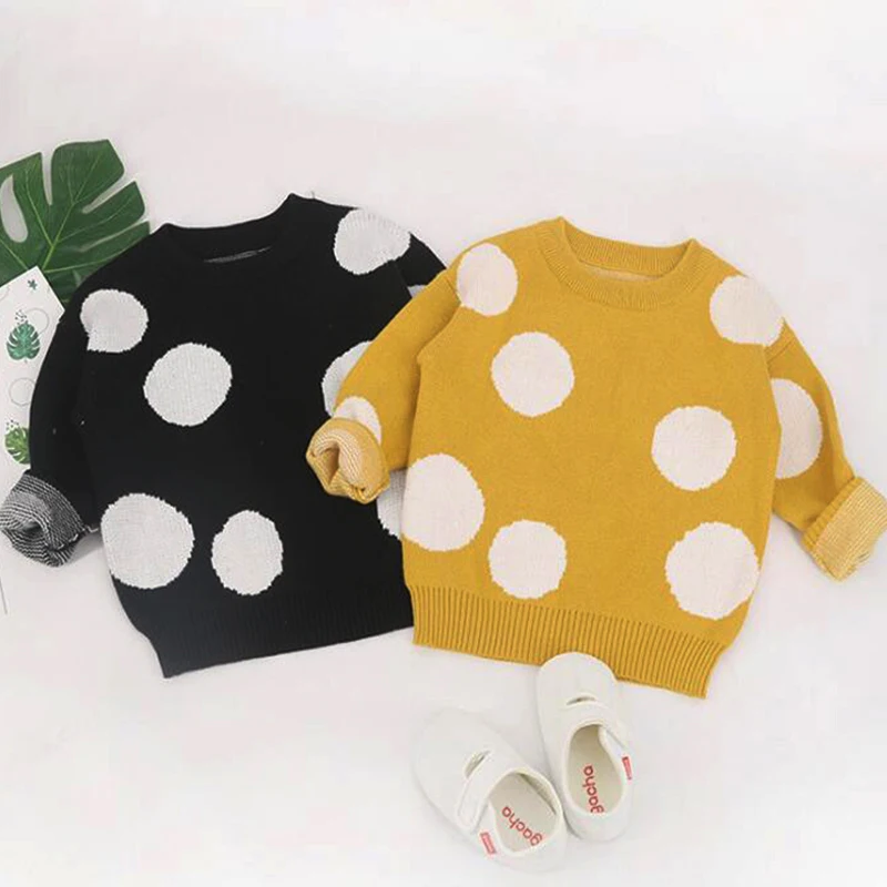

Baby Boy Girl sweater Hot Sale Autumn Children dot knit Clothes Cotton Boy's Sweaters For 1-6 years kids Wear Girl Clothing
