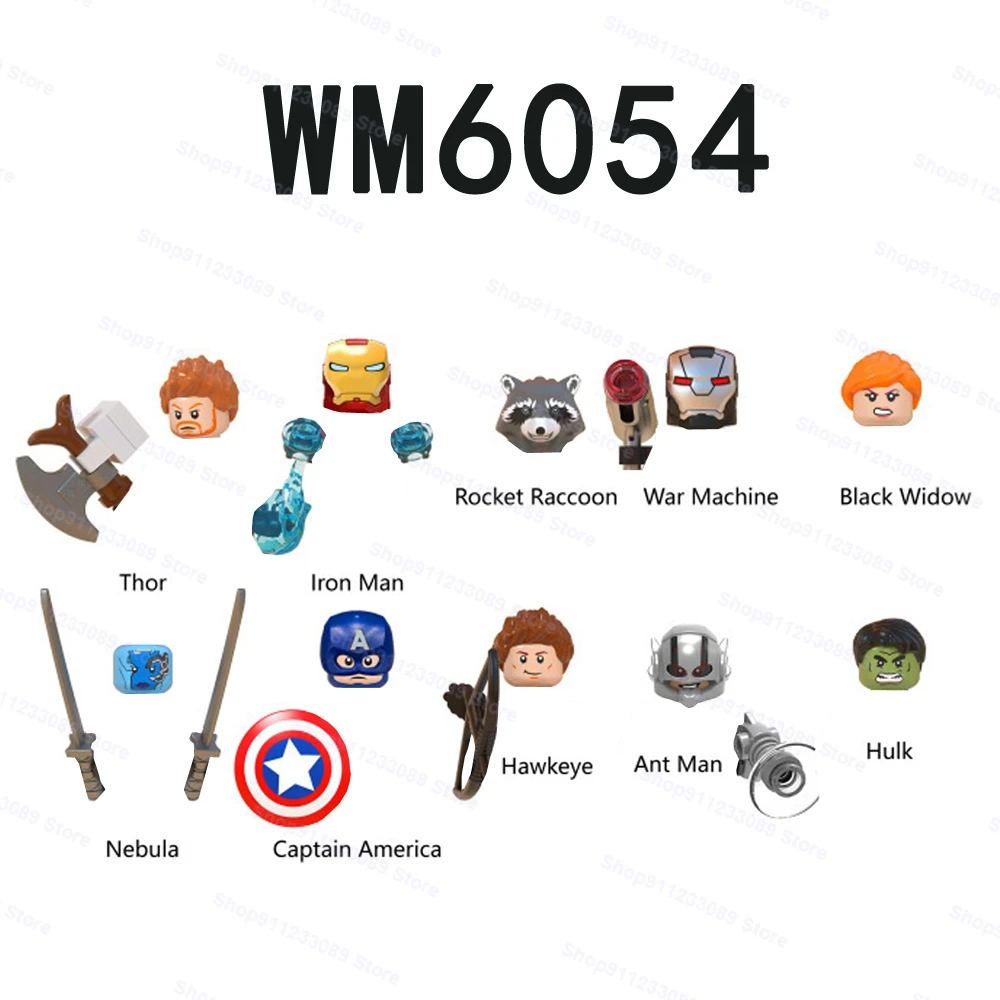 8pcs/set Nebula Hawkeye Hulk Rocket Raccoon Assemble Building Blocks Bricks Superhero Model Figures Toys Children Gifts WM6054