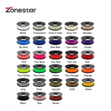 PLA нити из России ZONESTAR 1,75 мм Пластиковые расходные материалы материал 28 цветов 3d принтер 1 кг/рулон