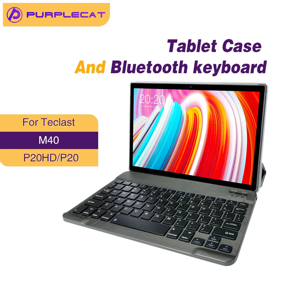 Purplecat Tablet Accessories Bluetooth Keyboard Tablets Case For Teclast P20hd P20 10.1"protective Cover Wireless Pu Leather - Tablet -