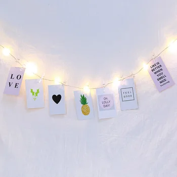 

LED Photo Clip Light String Soft Copper String Light Garland Warm Home Wedding Party Anniversary Atmosphere Supplies With Clip