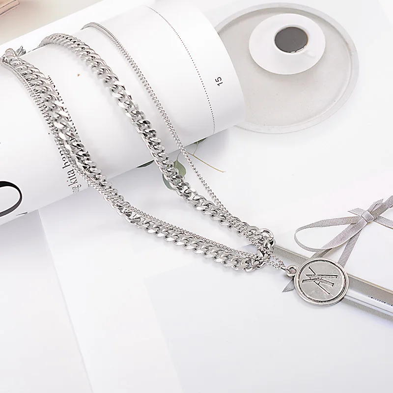 2019 Direct Selling Moana Collares Choker Neck Ornaments Steel Collar Necklace With Strong Personality Hip-hop Metal Double | Украшения и