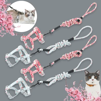 

Cat Leash Adjustable Harness Comfortable Outdoor Safe Pet Lead Belts Japanese Style Walking Traction Rope For Cats Pet Supplies