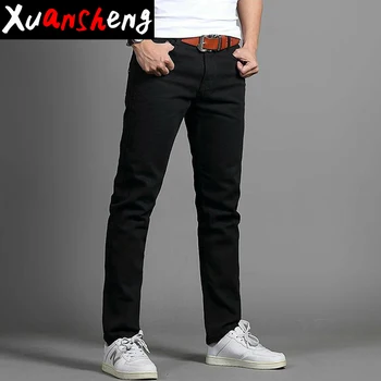 

Xuansheng brand straight men's jeans 2019 spring autumn thick section black blue overalls clearance specials long pants jenas