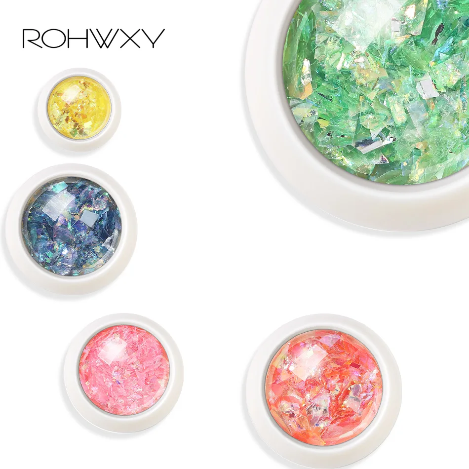 ROHWXY 1 коробка художественное оформление ногтей маникюр Сверкающие Красочные Блестки блестящие хлопья DIY очаровательные пылезащитные аксессуары для маникюра дизайн