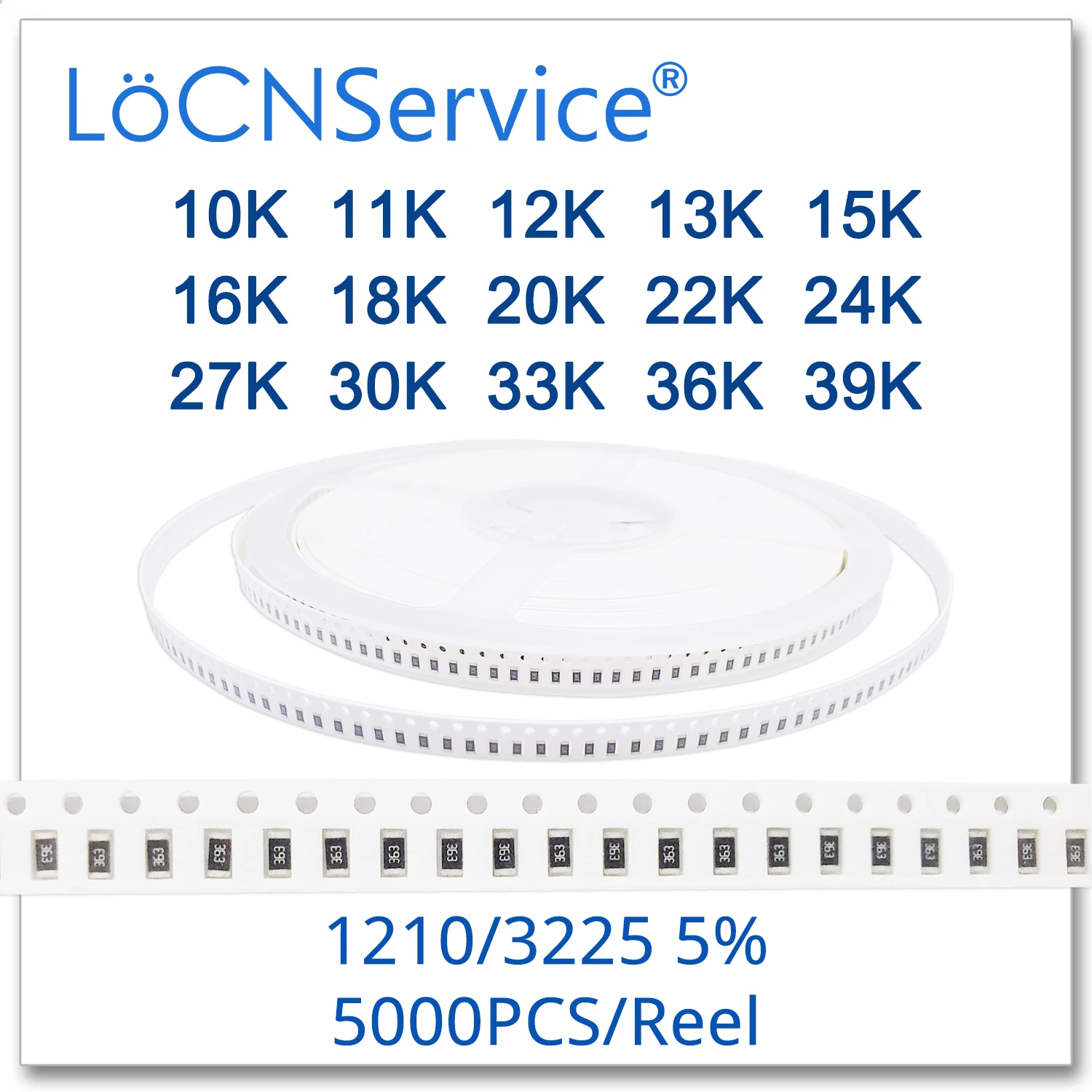 LoCNService 1210 J 5% 5000 шт 10K 11K 12K 13K 15K 16K 18K 20K 22K 24K 27K 30K 33K 36K 39K Высокое качество smd 3225 резистор