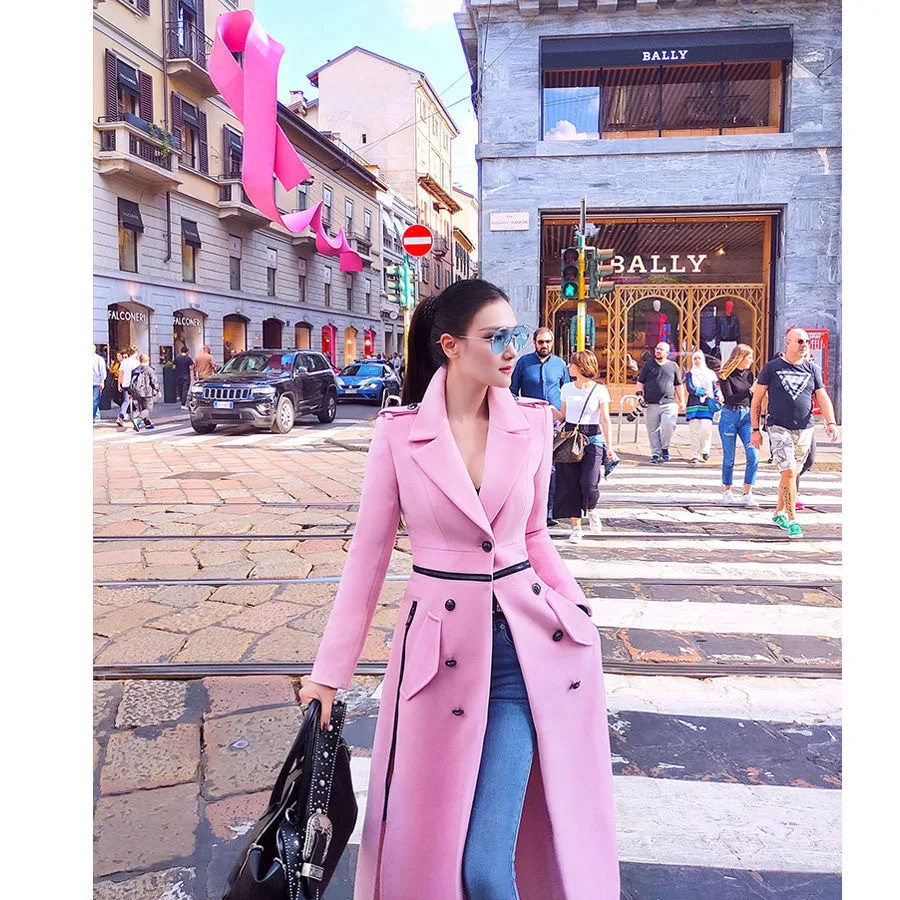 

Womens Woolen Blends Coat Clothing Winter Korean Fashion Temperament Side Split England Jacket Female Outerwear