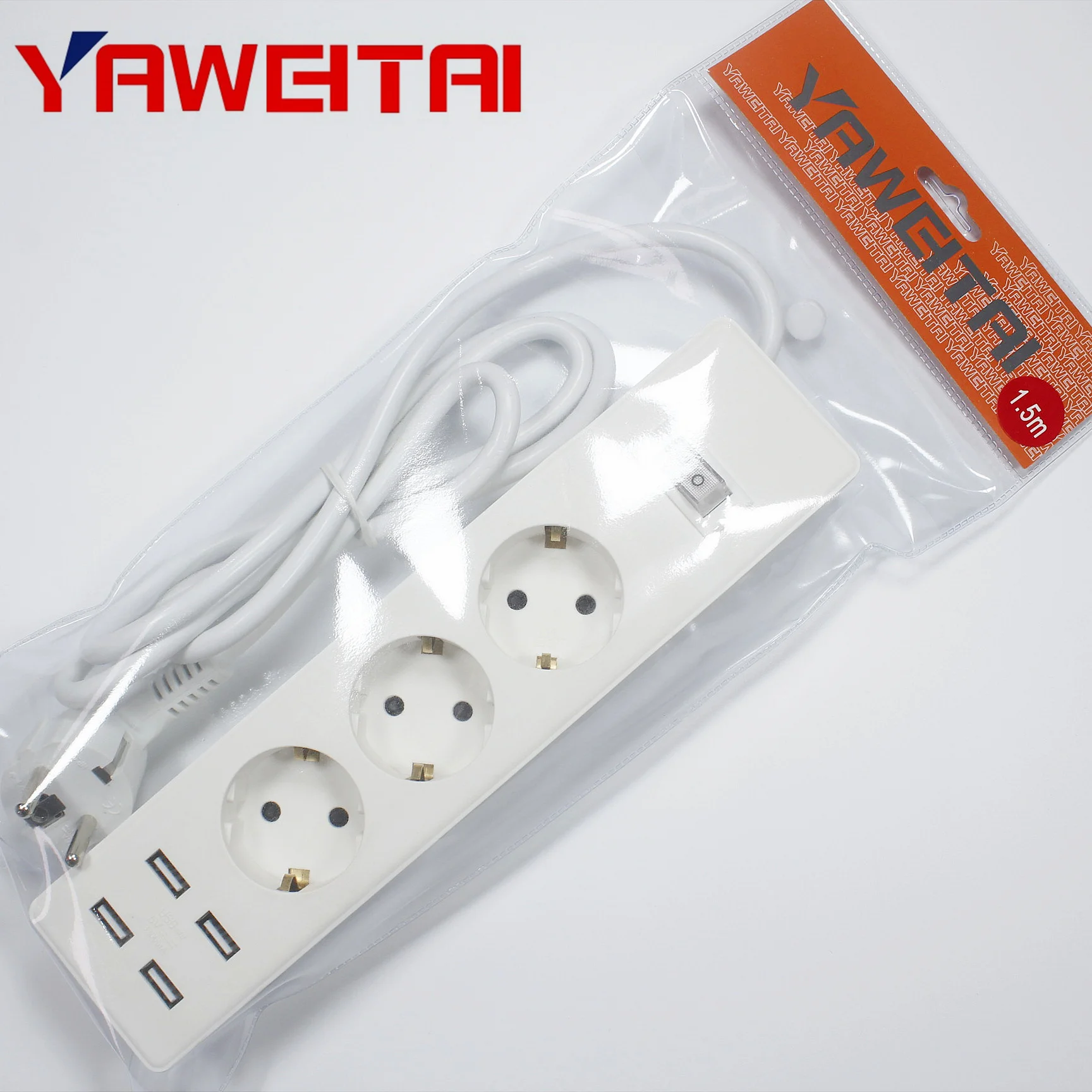 Евророзетка с 4usb-портами для дома 3-х клавишная розетка заземлением умным
