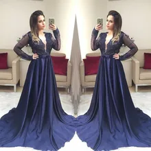 Длинное размера плюс мусульманское вечернее платье для выпускного вечера Дубай женское вечернее платье