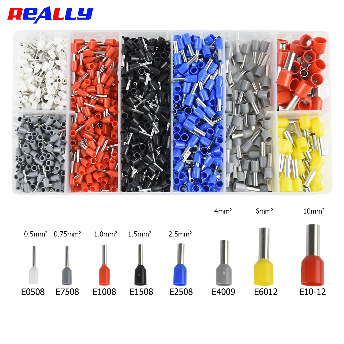 1200PCS Wire Ferrules, Insulated Crimp Pin Terminal Kit for Electrical  Projects, AWG 24-7, 8 Sizes,Ferrule Crimping Kit