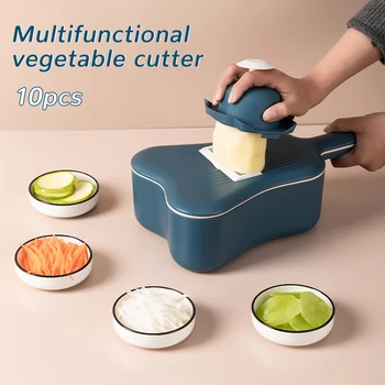 

10 In 1 Vegetable Cutter Ukulele Shape Slicer Grater Chopper Tomato Potato Peeler Carrot Grater Salad Bowl Drain Basket