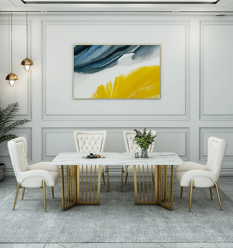 Nordic dining table and chair combination Italian luxury rectangle modern minimalist marble table dining household small a