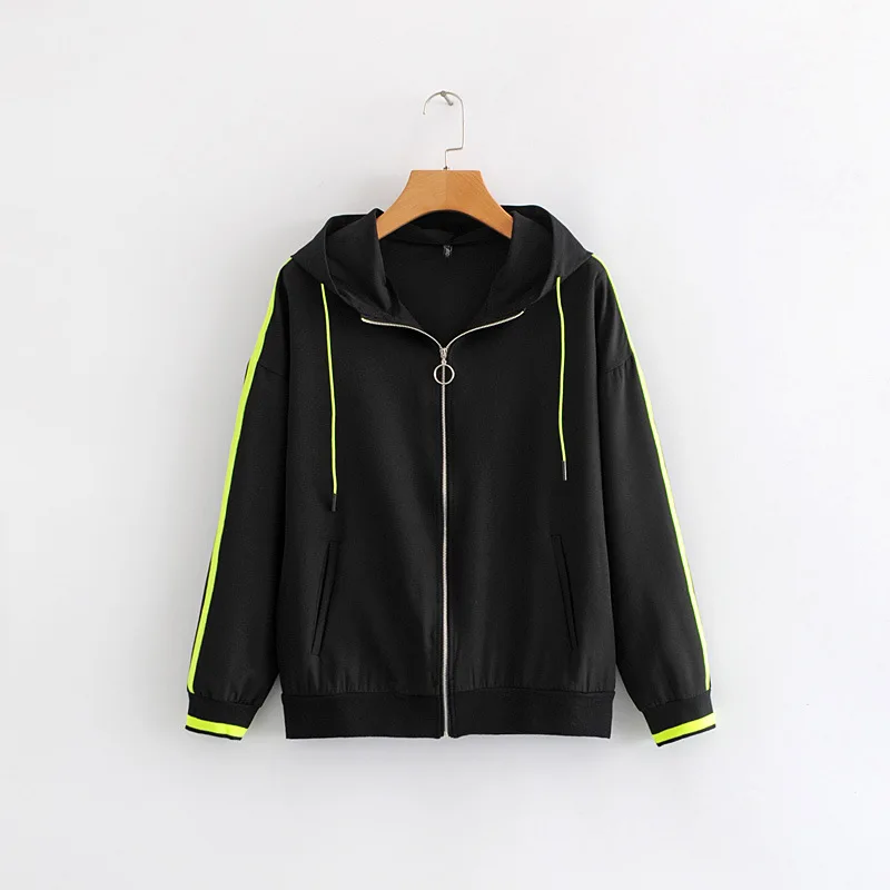 

A9 #2019 Spring New Style Western Style Fluorescence Band Decoration Hooded Jacket Coat
