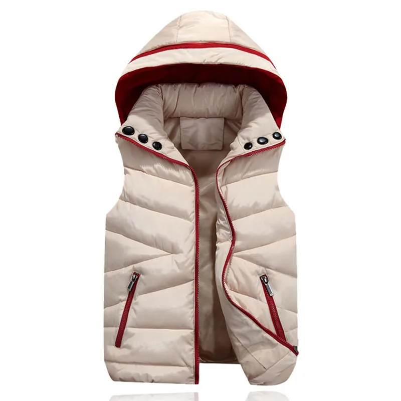 

New 2020 Autumn Winter Vest Waistcoat Women Hooded Sleeveless Down Cotton Jacket Thick Warm Padded Vests Parkas Couple outfit