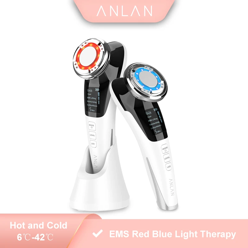 EMS Facial Massager LED light therapy Sonic Vibration Wrinkle Removal Skin Tightening Hot Cool Treatment Skin Care Beauty Device|Ion Device| -…