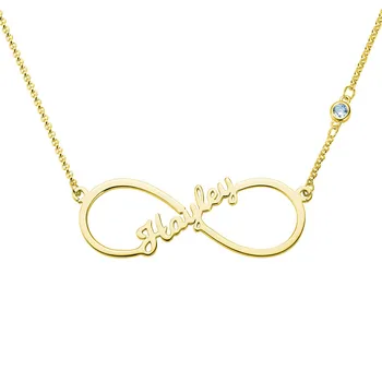 

Jewelry Infinity Necklace For Women Gifts Lucky Birthstone Gold-color Long Chain Necklace Collier bijoux