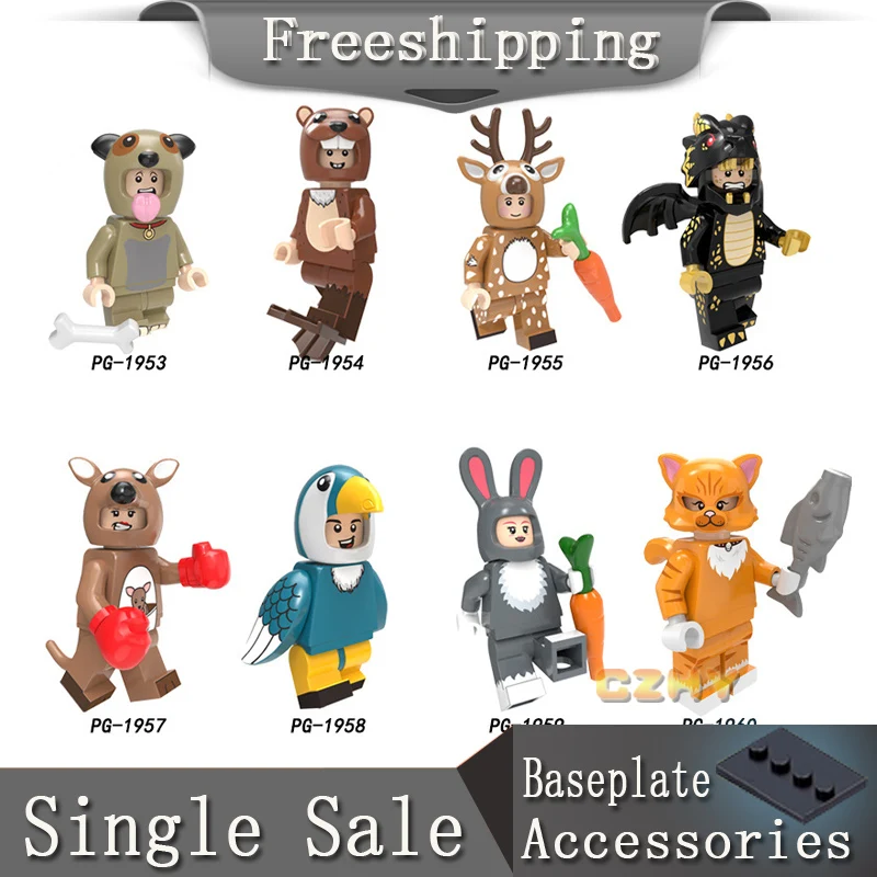 

Building Blocks Pumping Series Cartoon Rabbit Toucan Sika deer Andrew Brill Calvin For Children Toys Gift PG8223