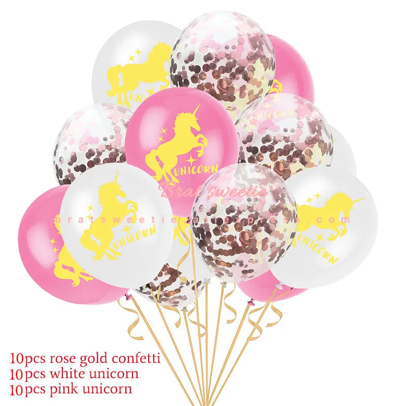 Вечерние воздушные шары с единорогом на день рождения, повязка на голову с надписью, воздушные шары на день рождения, украшения для детской вечеринки, товары для девочек - Цвет: 30pcs unicorn set