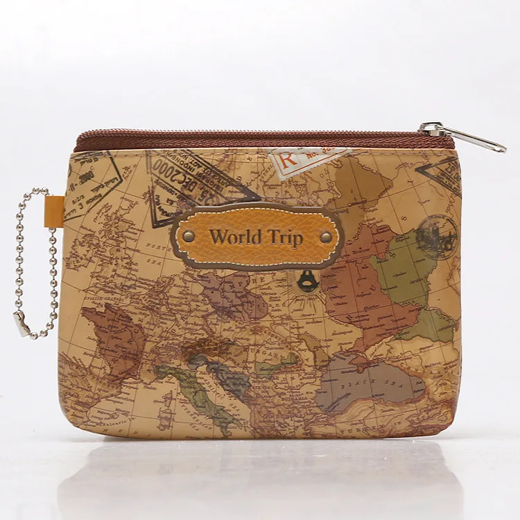 

Litthing Funny Cute World Map Pu Leather Cheap Coin Purse Women Men Small Mini Short Wallet Bags Little Key Credit Card Holder