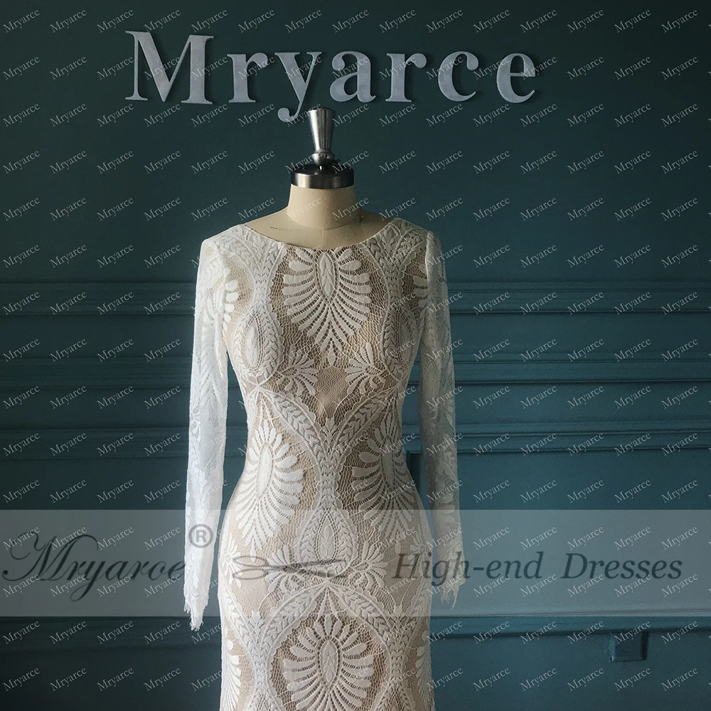 Mryarce потрясающее французское кружевное богемное свадебное платье Уникальные свадебные платья с длинными рукавами и открытой спиной