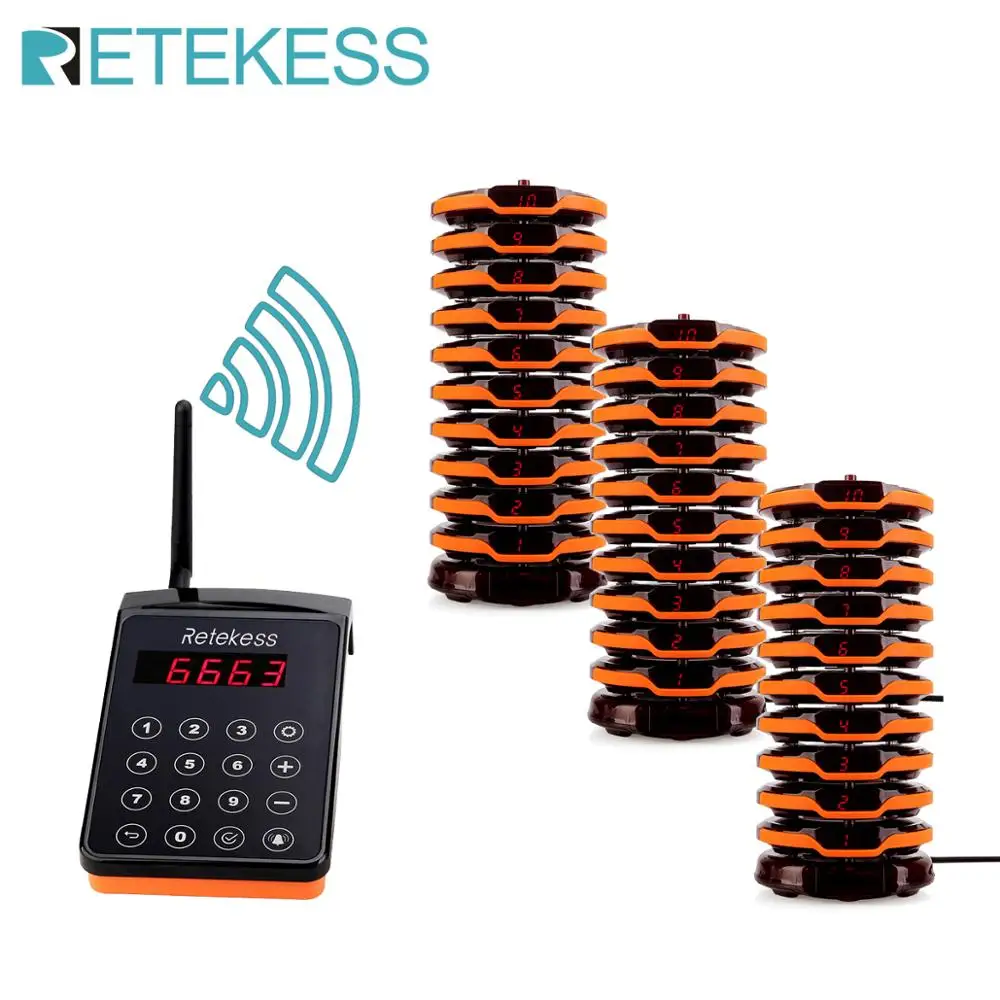 

RETEKESS restaurant pager wireless queue calling system waiter calling system with 30 pagers for restaurant church coffee shop