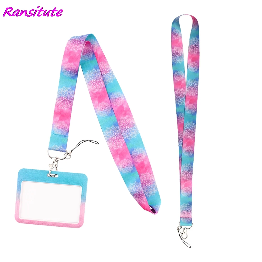 Ransitute R1990 Fashion Yoga Neck Strap Lanyard For Keys ID Card Gym Phone Straps USB Badge Holder DIY Hang Rope Lariat Lanyard santa claus cartoon lanyard keychain lanyards for keys badge id mobile phone rope neck straps accessories christmas gift