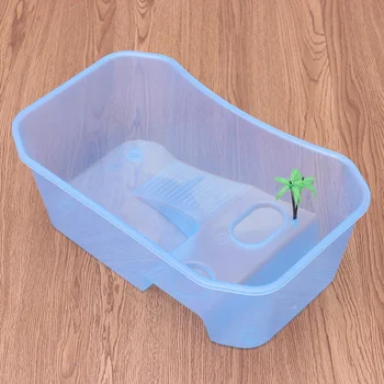 

Turtle Tank Reptile Habitat Reptile Aquarium Tank Turtle Live Breeding Box with Platform Plants