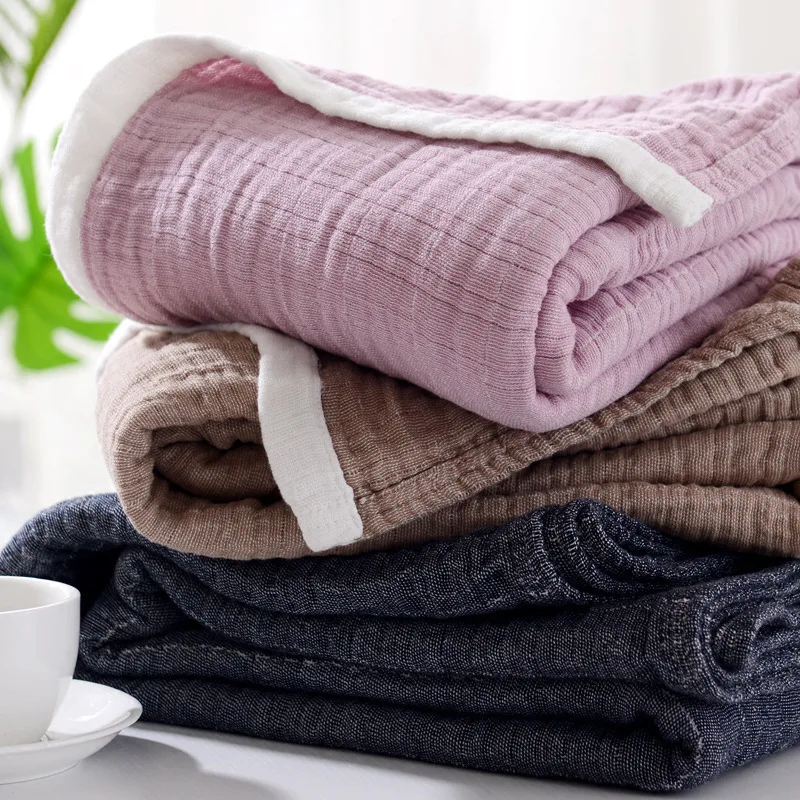 Хлопковое Марлевое полотенце, муслиновое одеяло, мягкое Пледы для взрослых, покрывало для кровати/дивана/самолета/путешествий