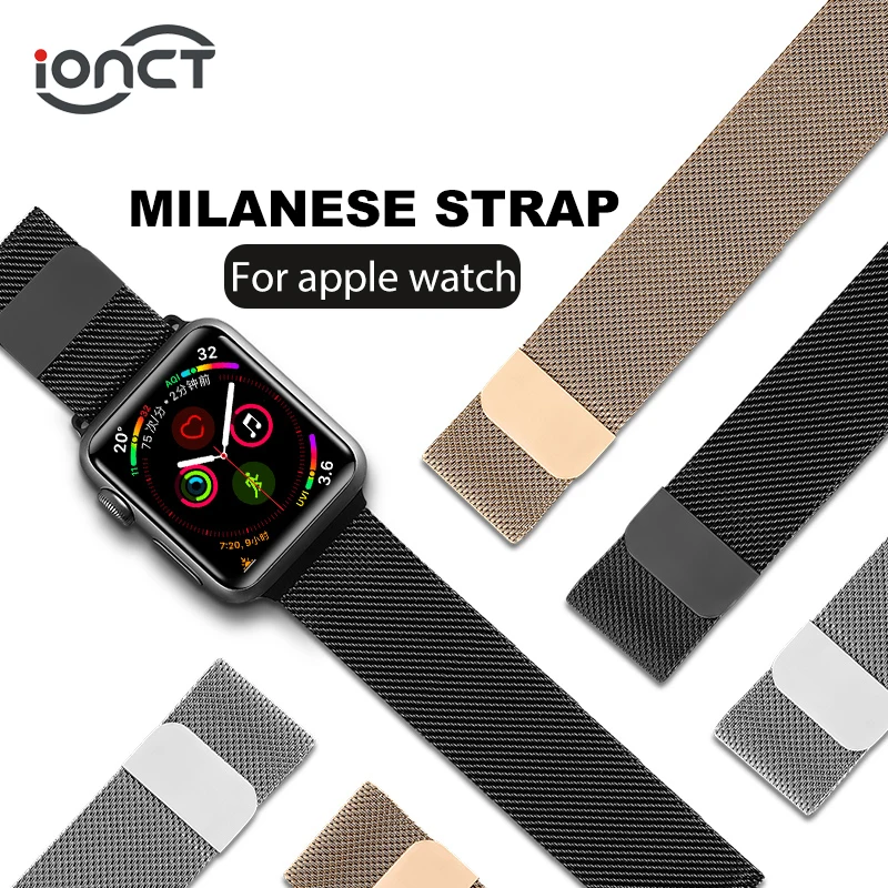 IONCT Миланский ремешок для наручных часов Apple Watch, ремешок для часов браслет для наручных часов iwatch, 5/4/3/2/1 нержавеющей ремешок 42 мм, 38 мм и нержавеющая сталь металлический корпус Магнитная
