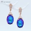 S&Z DESIGN New Fashion Oval Large Crystal Dangle Earrings For Women 2022 Wedding Jewelry Luxury 585 Rose Gold Zirconia Earrings ► Photo 2/6
