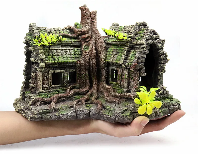 Аквариум искусственные растения домик-замок дерево дом домик художественное украшение из полимерного материала творческие товары термометр для аквариума