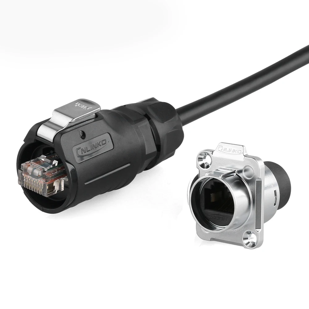 

LP16 RJ45 Ethernet Cable Panel Mount Connector Male Plug Female Jack Socket M16 Quick Lock RJ45 Connector LED Waterproof Adapter