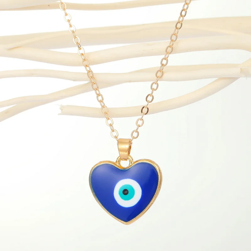 Evil Eye pendant necklace on gold chain
