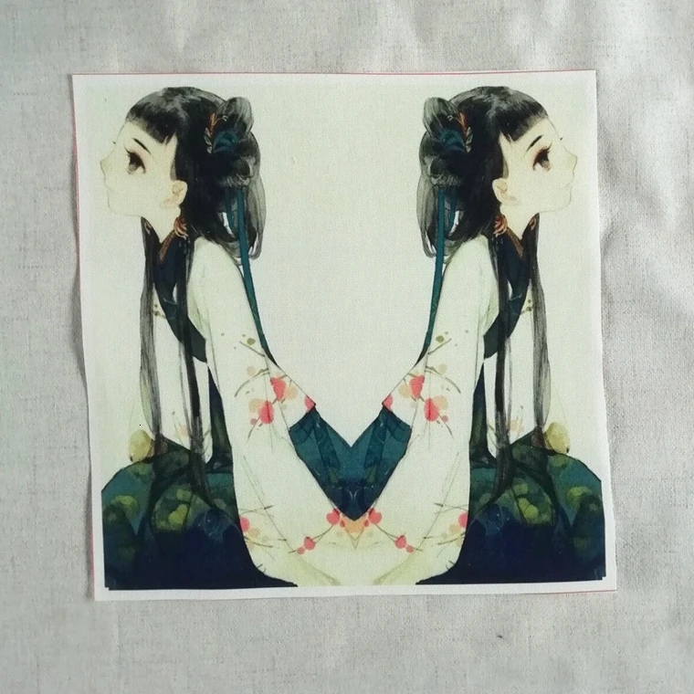 Hanfu антикварная расцветка ткани Hanfu девушка печать орфографическая ткань кусок длинный смешанный симметричный расположение ткани кусок 24x24 см - Цвет: 1