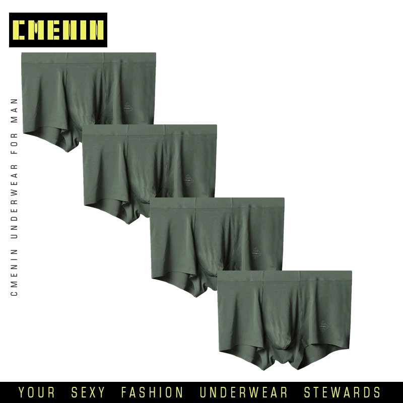 4pcs/lot Men Boxer Underwear Male Panties Man Boxers Underpants Cueca Modal Comfortable Breathable Homme Boxershort AD308 - Цвет: (4)AD308-Green