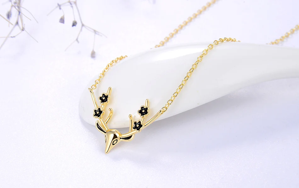 ORSA JEWELS S925 Рождество висячее украшение с оленем Цепочки и ожерелья Наряжаться вечерние Стерлинговое Серебро Циркон в форме сердца цветы кулон Для женщин, хорошее ювелирное изделие, SN165