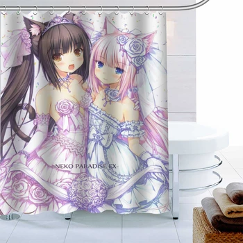 

HOT SALE NEKO WORKS Shower Curtain Polyester Fabric 12 Hooks For The Bathroom Waterproof Mildew Funny Bath Curtain