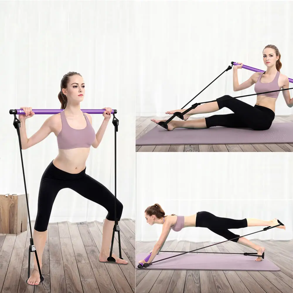 

Portable Home Yoga Pull Rods Pilates Bar Kit Gym Body Abdominal Resistance Bands Exercise Stick Toning Bar Fitness Rope Puller