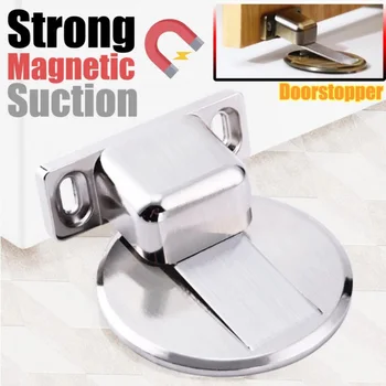 

Magnetic Door Stopper 1pcs Invisible Doorstop Wall Floor Mount Safety Catch Zinc Alloy Gate Resistor Doorstop Door Holder