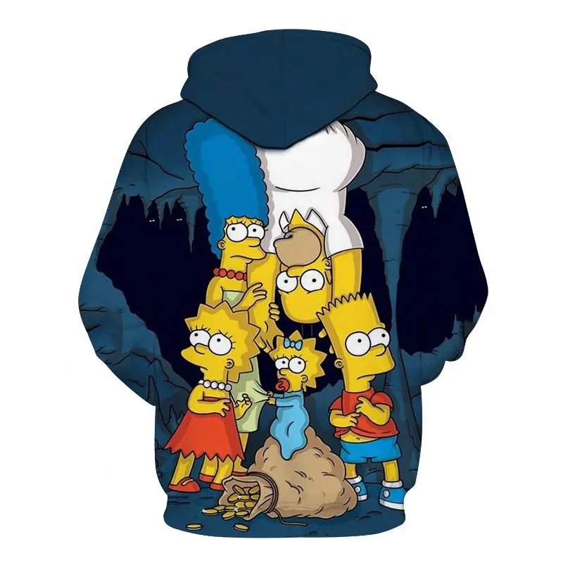Спортивная мужская толстовка с принтом в стиле хип-хоп Симпсон, мужские/женские толстовки с капюшоном, пуловер большого размера с капюшоном, одежда