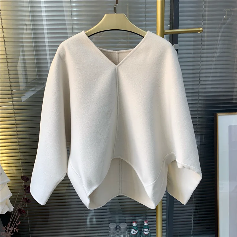 

Women Sweater 2019 Fall Winter Contoured V-neck Turtleneck Jacket Cashmere Wool Top